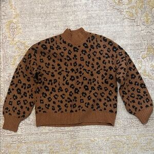 Old Navy Brown Leopard Print Turtleneck Sweater